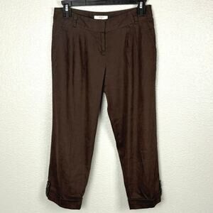 Ann Taylor Loft Petites 00P Linen Blend Cropped Slacks Dress Pants Zipper Clasps